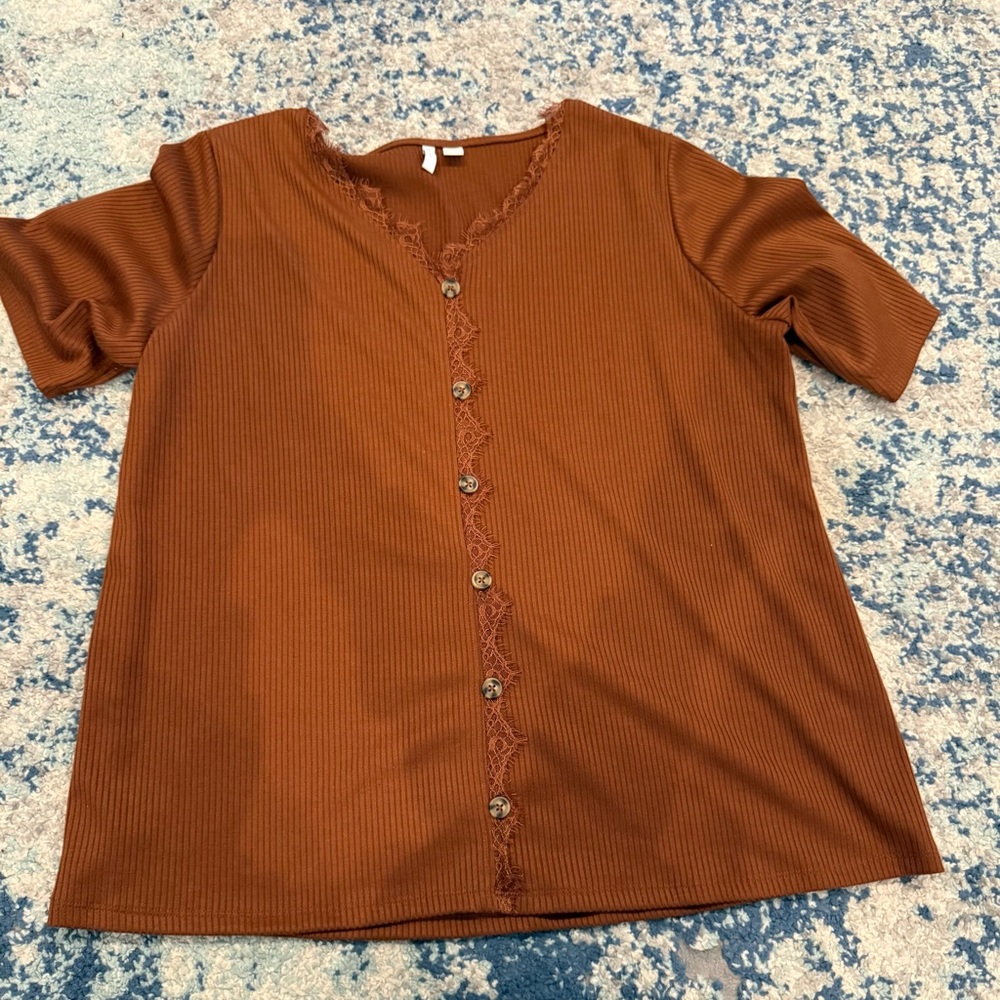 Women's Brown Button-Up Top